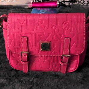 Dooney & Bourke Retro Graffiti Embossed Pink Crossbody Messenger Bag